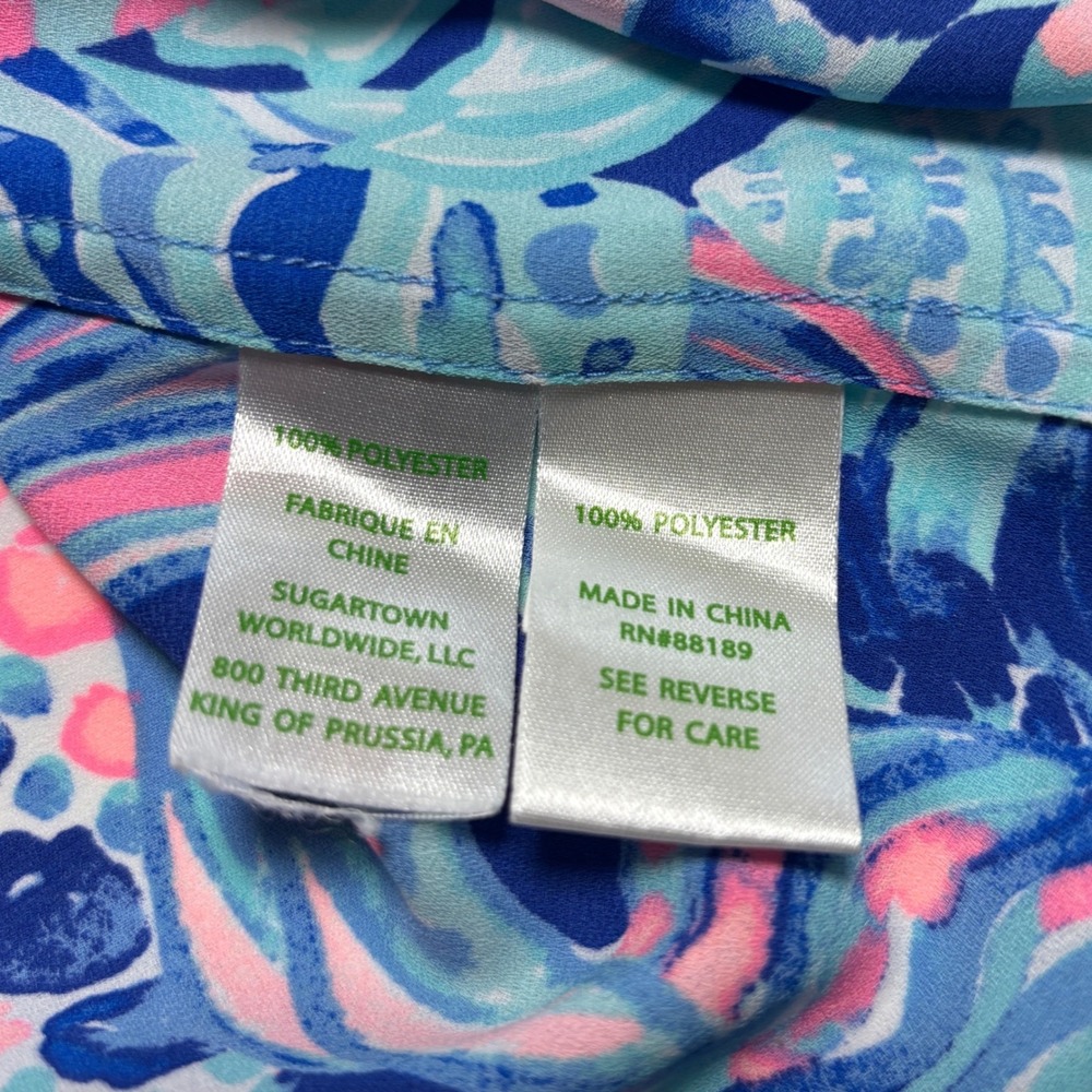 Lilly Pulitzer Everglades Woman's M Tunic Top Twilight Blue Scale Up Long Sleeve - Picture 7 of 8
